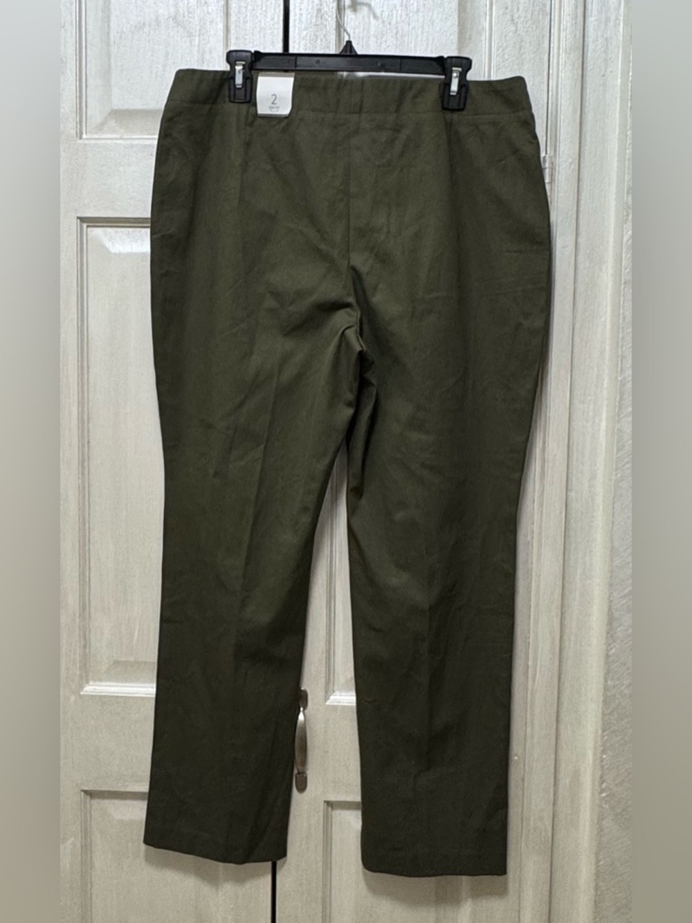 Chicos Size 2(L) Short Capital Stretch Caba Slim Ankle Pants Grape Leaf Green - Picture 2 of 12